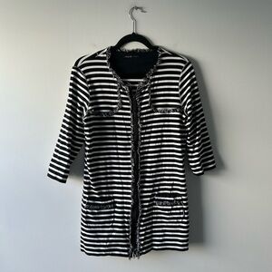 Marc Cain Sports black and white striped zip front cardigan